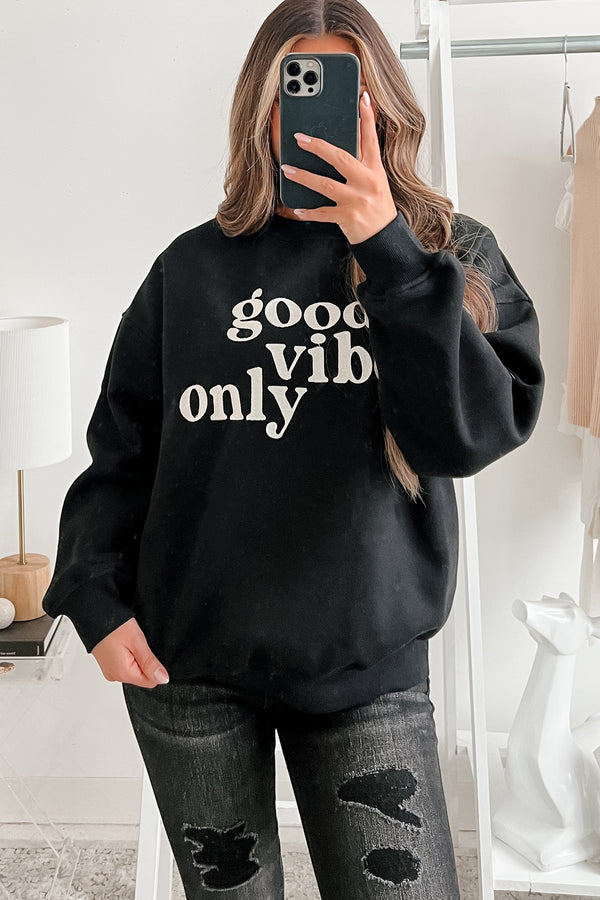 Sunshine State Of Mind Oversized Embroidered Sweatshirt (Black) - NanaMacs