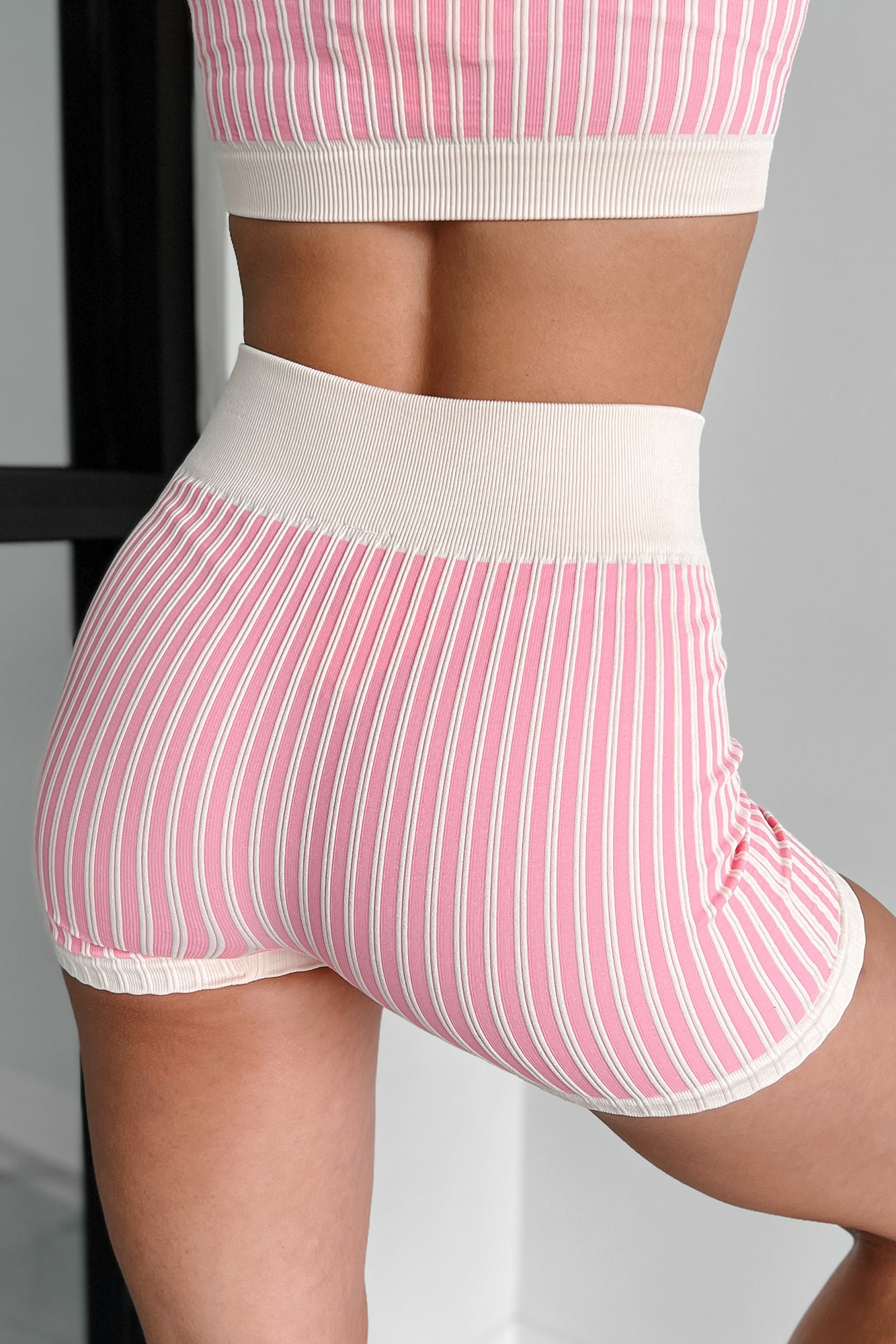 Beneath The Surface Striped Athleisure Set (Pink) - NanaMacs