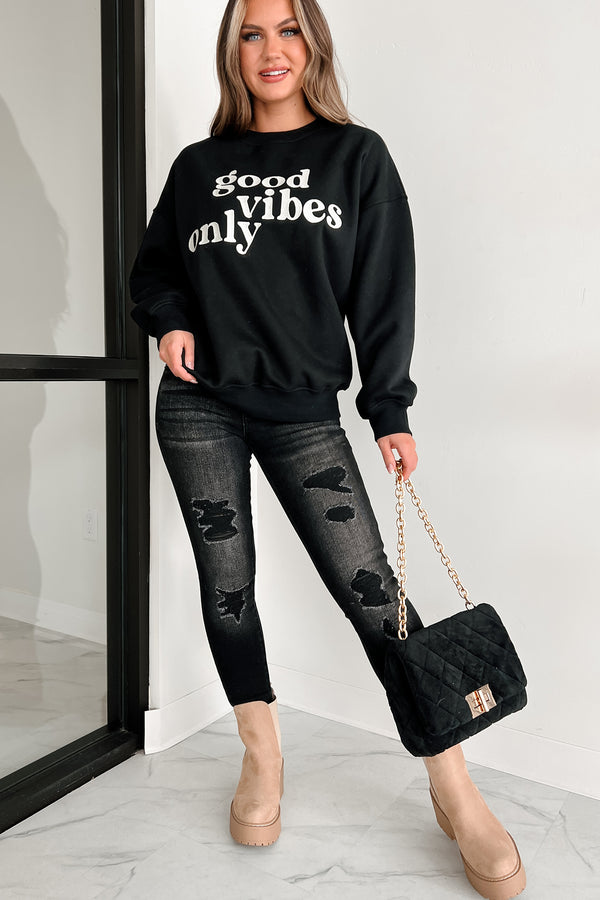 Sunshine State Of Mind Oversized Embroidered Sweatshirt (Black) - NanaMacs