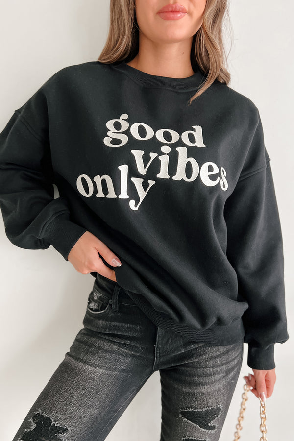 Sunshine State Of Mind Oversized Embroidered Sweatshirt (Black) - NanaMacs