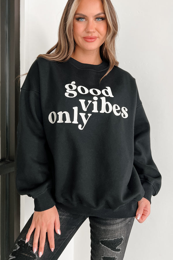 Sunshine State Of Mind Oversized Embroidered Sweatshirt (Black) - NanaMacs