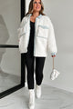 Best Of Both Worlds Fleece Jacket With Denim Contrast (Ivory/Denim) - NanaMacs