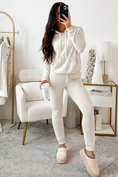 DOORBUSTER Peregrine Fuzzy Knit Hoodie & Jogger Set (Oat) - NanaMacs