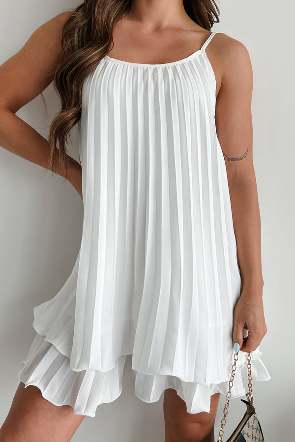 Exceptionally Sweet Pleated Tiered Mini Dress (Ivory) - NanaMacs