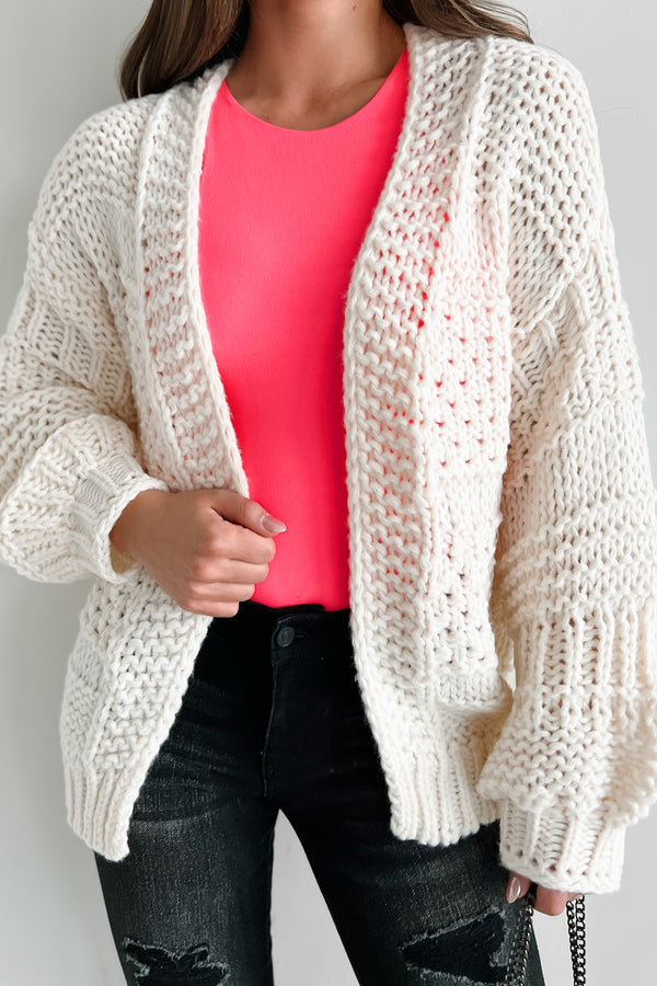 Won't Catch A Chill Chunky Knit Cardigan (Ivory) - NanaMacs