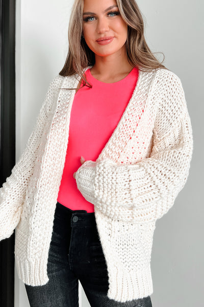 Won't Catch A Chill Chunky Knit Cardigan (Ivory) - NanaMacs