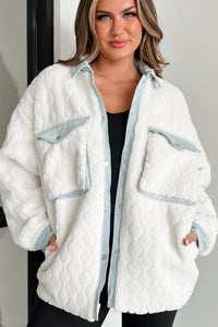 Best Of Both Worlds Fleece Jacket With Denim Contrast (Ivory/Denim) - NanaMacs