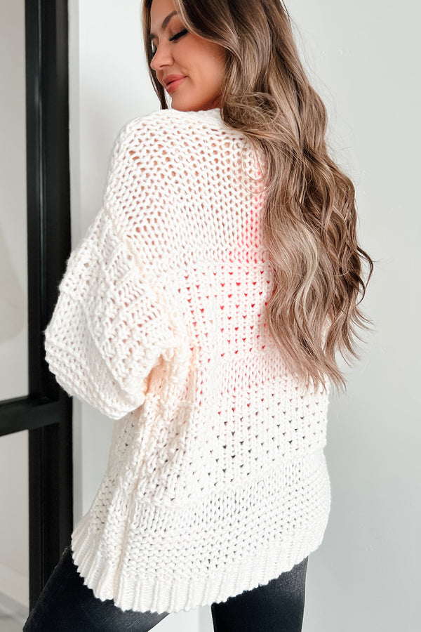 Won't Catch A Chill Chunky Knit Cardigan (Ivory) - NanaMacs