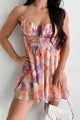 Sweetest Essence Floral Chiffon Mini Dress (Orange/Purple Combo) - NanaMacs