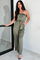 Glittering Goddess Rhinestone Embellished Jumpsuit (Olive)