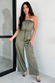 Glittering Goddess Rhinestone Embellished Jumpsuit (Olive)