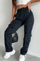 Making My Mark Mono B Bungee Hem Cargo Pants (Black) - NanaMacs