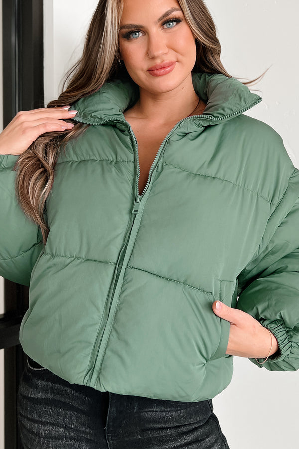 Changing Climate Detachable Sleeve Puffer Jacket (Green) - NanaMacs