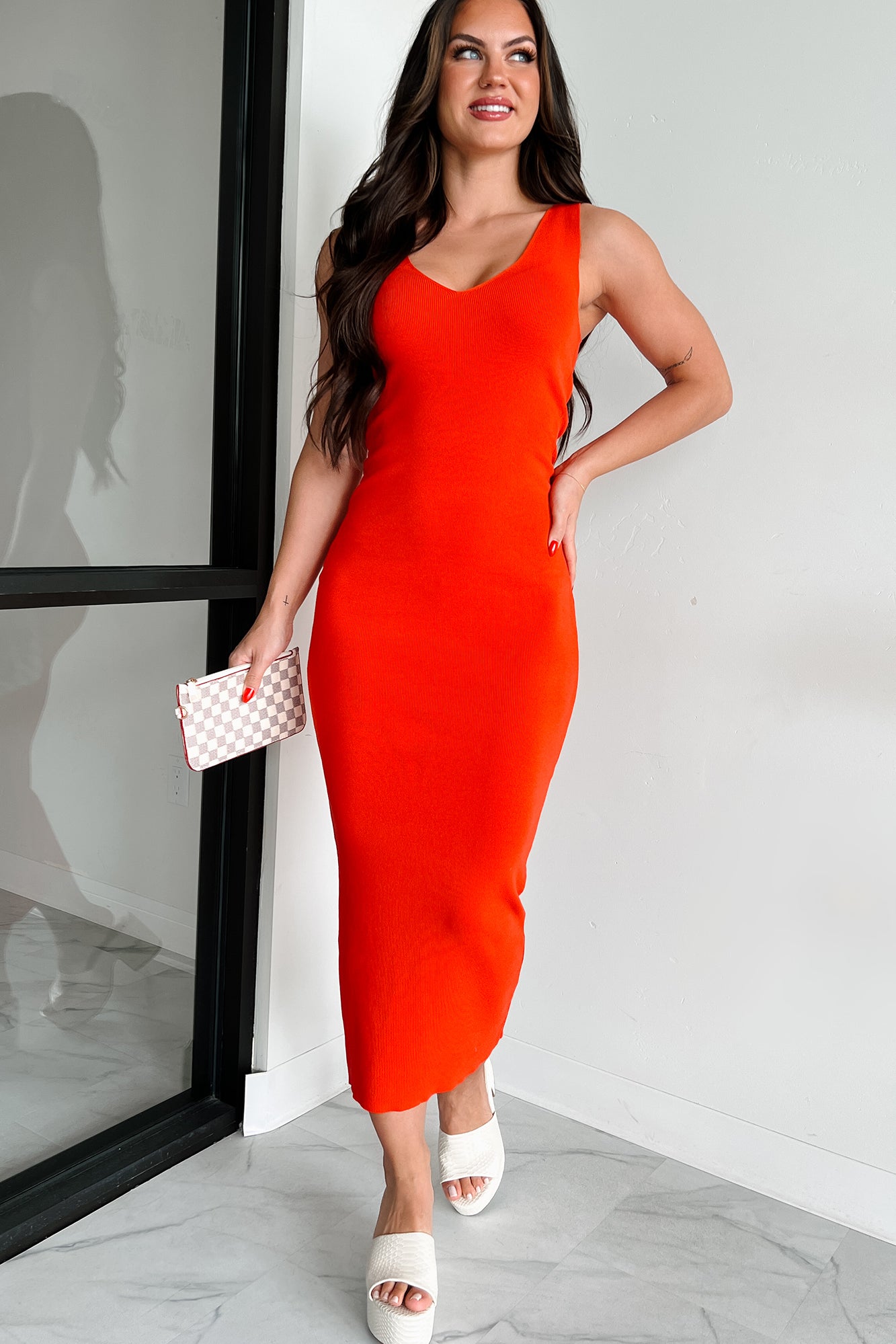 Toxic Love Bodycon Dress (Red-Orange) - NanaMacs