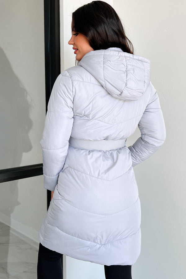 Igloos & Icicles Belted Puffer Coat (Silver) - NanaMacs