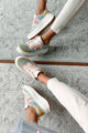 Cool Kicks Waffle Stitch Platform Sneakers (Pink/Multi) - NanaMacs
