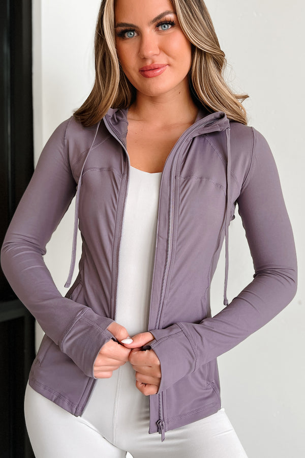 Ready, Set, Move Hooded Athletic Jacket (Frosted Mulberry) - NanaMacs