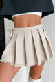 Stating Facts Pleated Tweed Mini Skirt (Beige) - NanaMacs