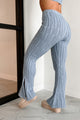 DOORBUSTER Unplugged Mode Cable Knit Flare Pants (Light Blue) - NanaMacs