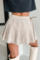Stating Facts Pleated Tweed Mini Skirt (Beige) - NanaMacs