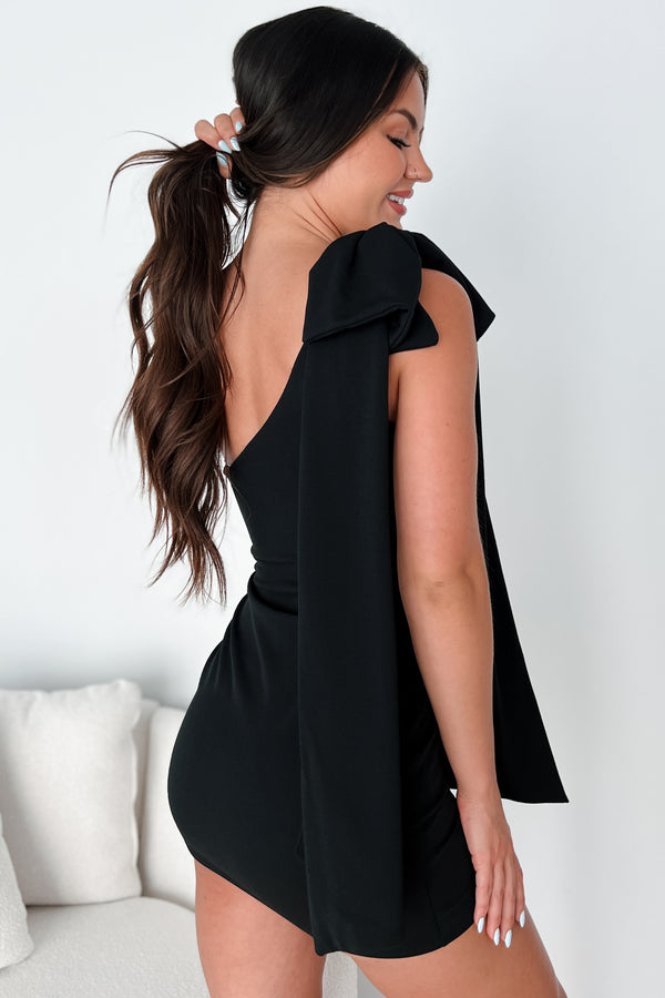 Supermodel Status One Shoulder Mini Dress (Black) - NanaMacs