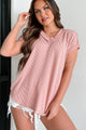 Simple Questions Urban Ribbed V-Neck Top (Mauve) - NanaMacs