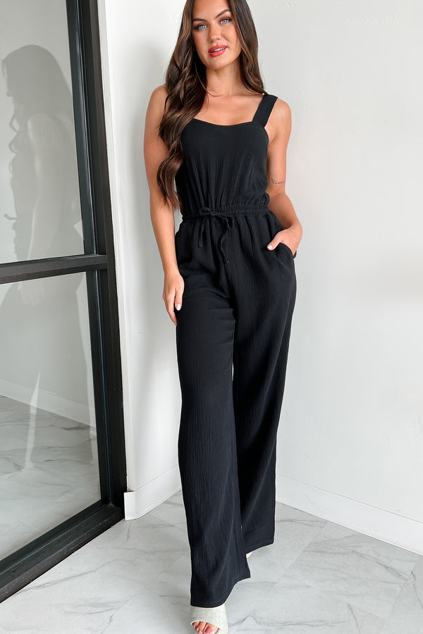 Infinite Ease Mono B Cotton Gauz Jumpsuit (Black) - NanaMacs