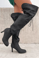 Prove You Wrong Monogram Canvas Thigh High Boots (Black) - NanaMacs