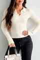 DOORBUSTER Setting The Tone Long Sleeve Ribbed Polo Top (Cream) - NanaMacs