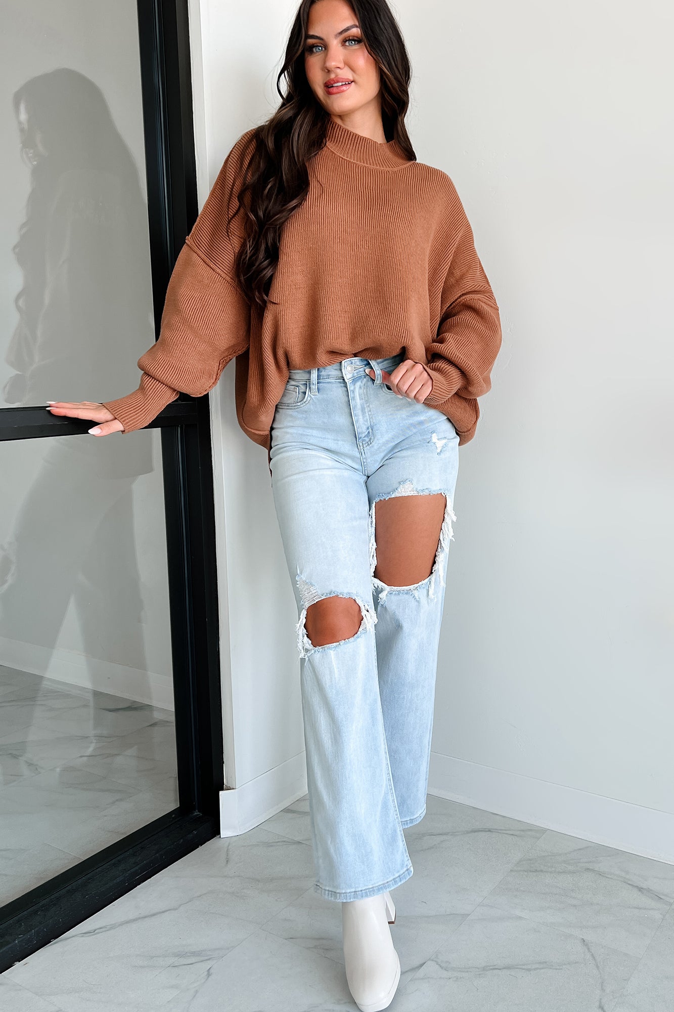 Auden Oversized Zenana Sweater (Deep Camel) - NanaMacs