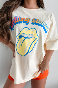 Stereo On Blast Oversized "Rolling Stones" Graphic Tee (Cream) - NanaMacs