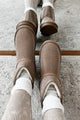 Glamorous Yet Cozy Rhinestone Ankle Booties (Taupe) - NanaMacs