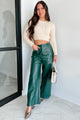 More Than Usual Wide-Leg Faux Leather Pant (Dark Green) - NanaMacs