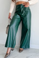 More Than Usual Wide-Leg Faux Leather Pant (Dark Green) - NanaMacs