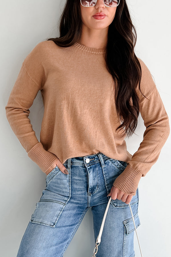 Plain Optimism Cashmere Blend Sweater (Tan) - NanaMacs