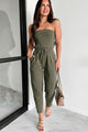 I Make The Rules Mono B Strapless Jumpsuit (Ivy Green) - NanaMacs