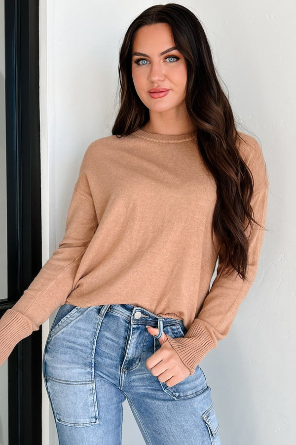 Plain Optimism Cashmere Blend Sweater (Tan) - NanaMacs