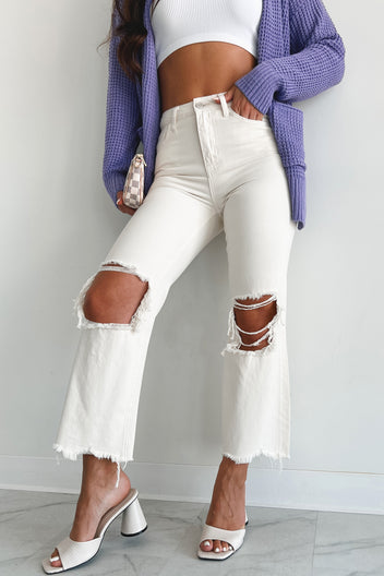 Vervet Ivory Mid Rise Slim Straight Stretch Jeans