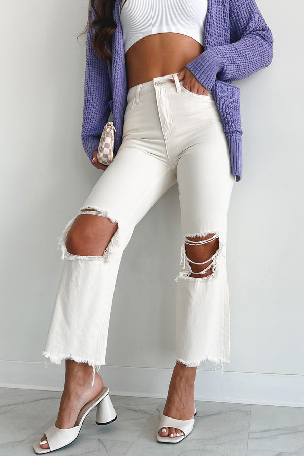 Lysandra High Rise Crop Straight Leg Vervet Jeans (Ivory) - NanaMacs