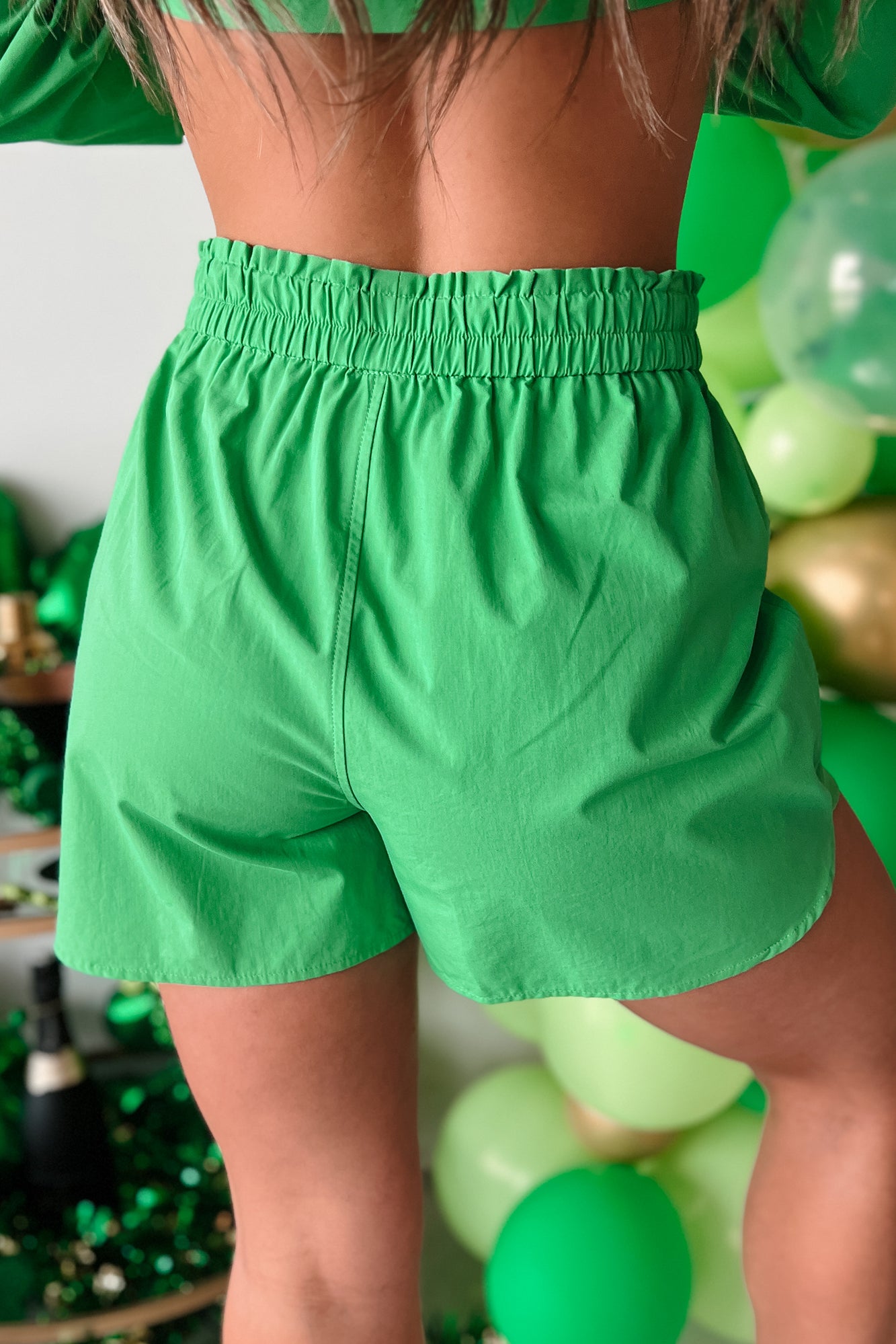 Leap Of Faith Elastic Waist Shorts (Green) - NanaMacs