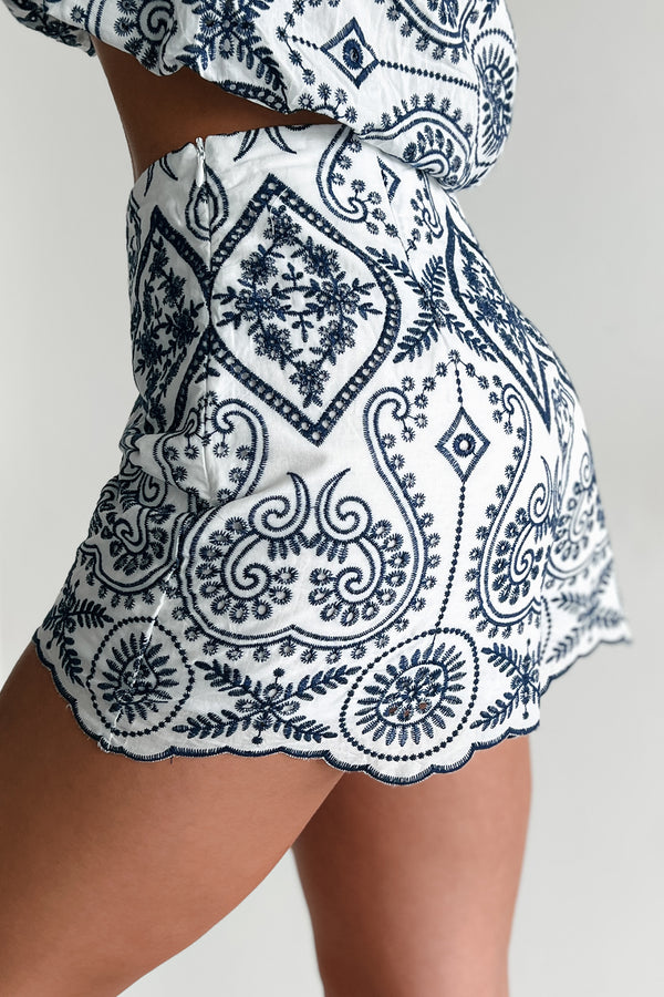 Precious Allure Embroidered Shorts (Navy) - NanaMacs