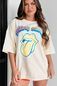 Stereo On Blast Oversized "Rolling Stones" Graphic Tee (Cream) - NanaMacs