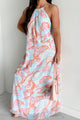 Your New Muse Printed Halter Maxi Dress (Pink/Blue) - NanaMacs