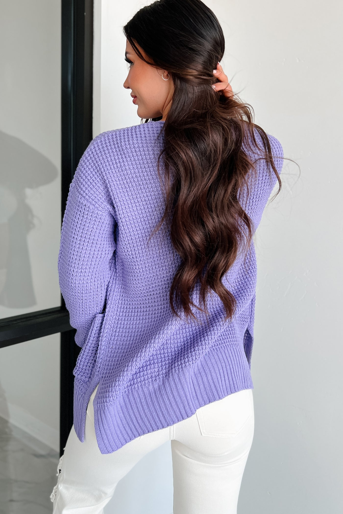 Cuddly Aesthetic Zenana Waffle Knit Cardigan (Lavender) - NanaMacs