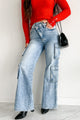 Betting On Myself High Rise Cross-Waist Cargo Jeans (Light) - NanaMacs