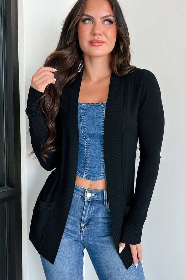 Made Me Realize Lightweight Cardigan (Black) - NanaMacs