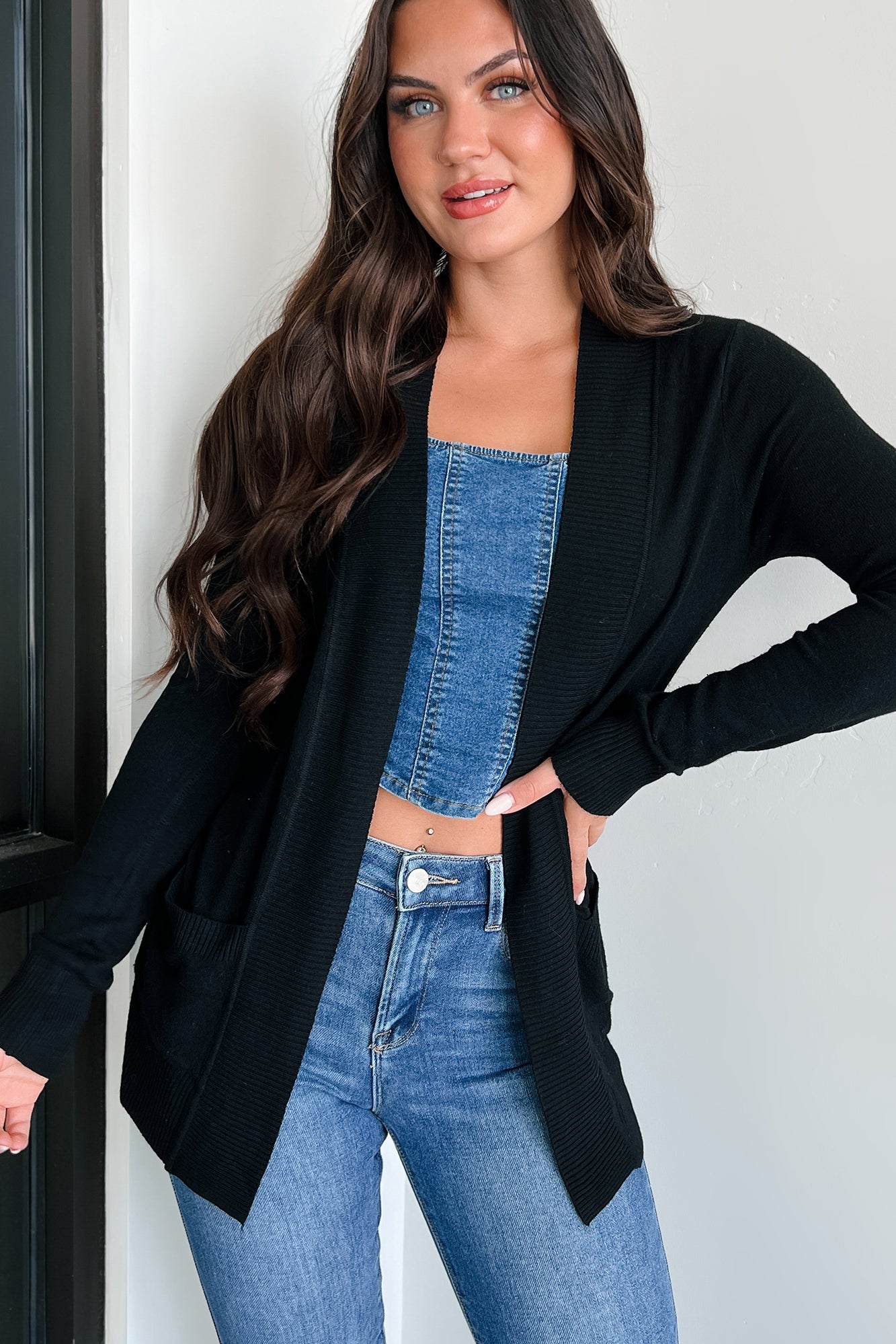 Made Me Realize Lightweight Cardigan (Black) - NanaMacs