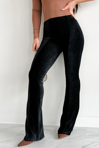 DOORBUSTER Sasha Velvet Flare Pants (Black) - NanaMacs