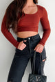 Keyana Scoop Neck Long Sleeve Top (Intense Rust)