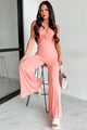 Sonoma Sway Twist-Front Jumpsuit (Dark Peach) - NanaMacs